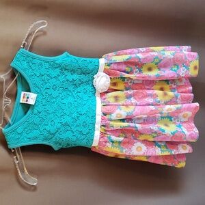 Toddler Girl's Colorful Floral and Lace Tank Dress Size 2T